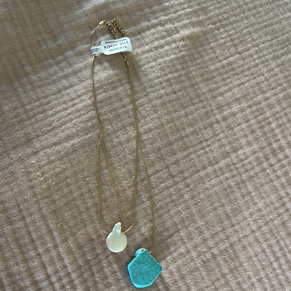 Gold and Blue Necklace with Elegant Pendant